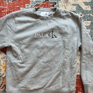PALACE SKATEBOARDS X CALVIN KLEIN GRAY CREWNECK SWEATSHIRT SIZE L